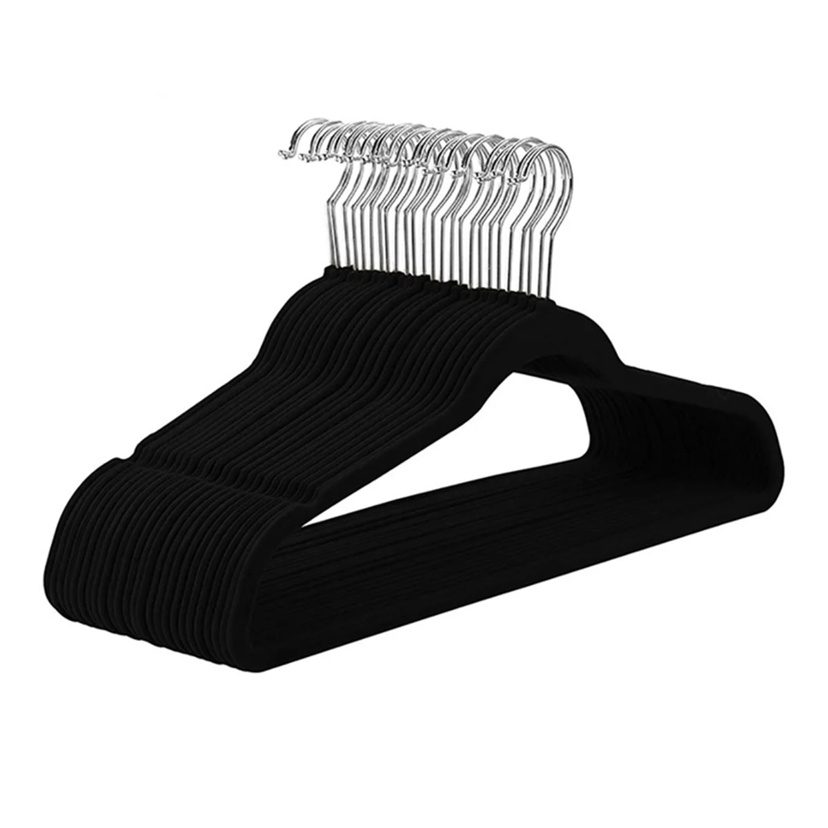 Slim Velvet, Non-Slip Suit Clothes Hangers Coat Hanger, Beige Silver Hook 2