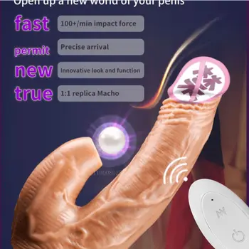 Women Realistic Dildo Heating Telescopic Vaginal Vibration Sucking Clitoris Stimulate Remote Control Masturbator Massage Sex Toy 2