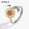 WYEAIIR Rotatable Reduce Pressure Sunflower Gold Art 925 Sterling Silver Resizable Opening Ring For Women Luxury Jewelry 1