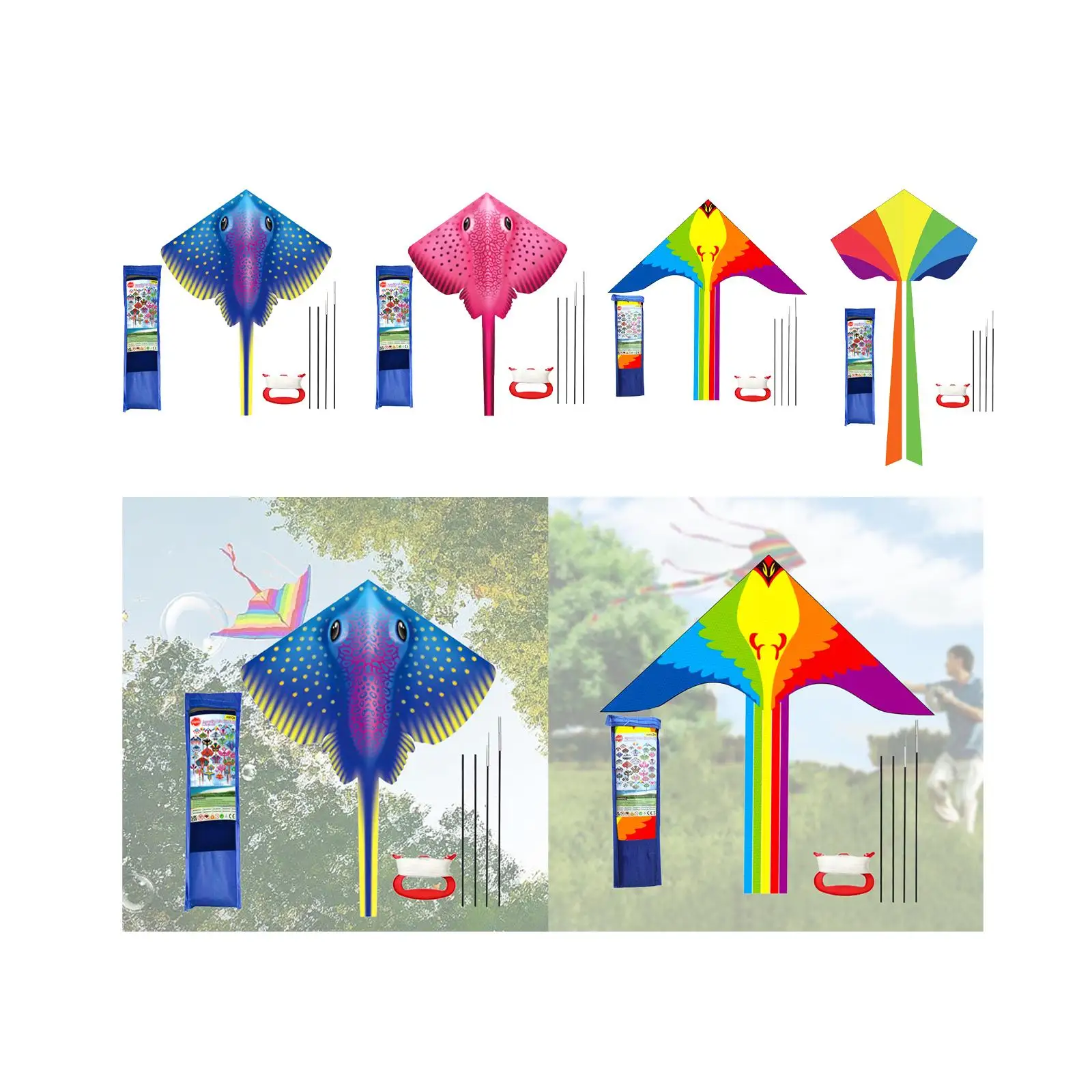 Large Giant Kite Cartoon Professional Portable Animal Shape Stable Fabric Kites for Park Beach Birthday Gift Travel Outdoor Game