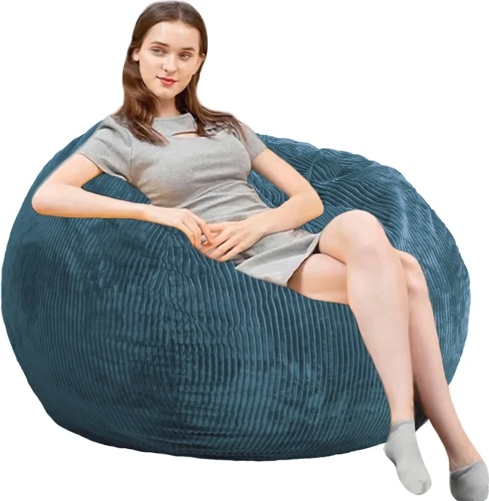 

Bean Bag Chairs with Faux Rabbit Fur Cover, 4 ft Giant Memory Foam Bean Bag Chairs for Adults/Teens with Filling