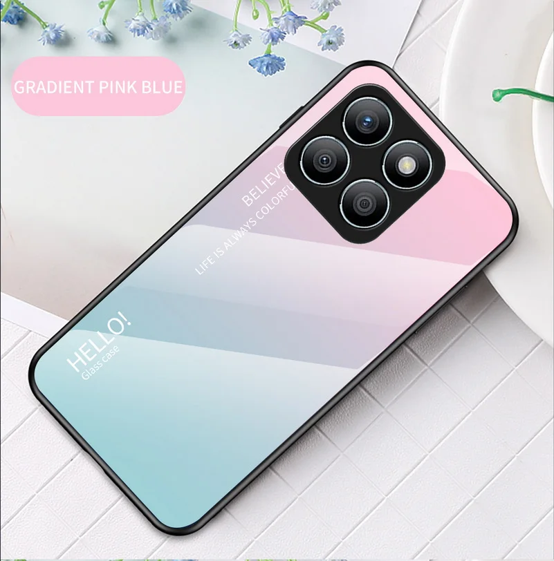 Gradient Tempered Glass Glossy Back Phone Case