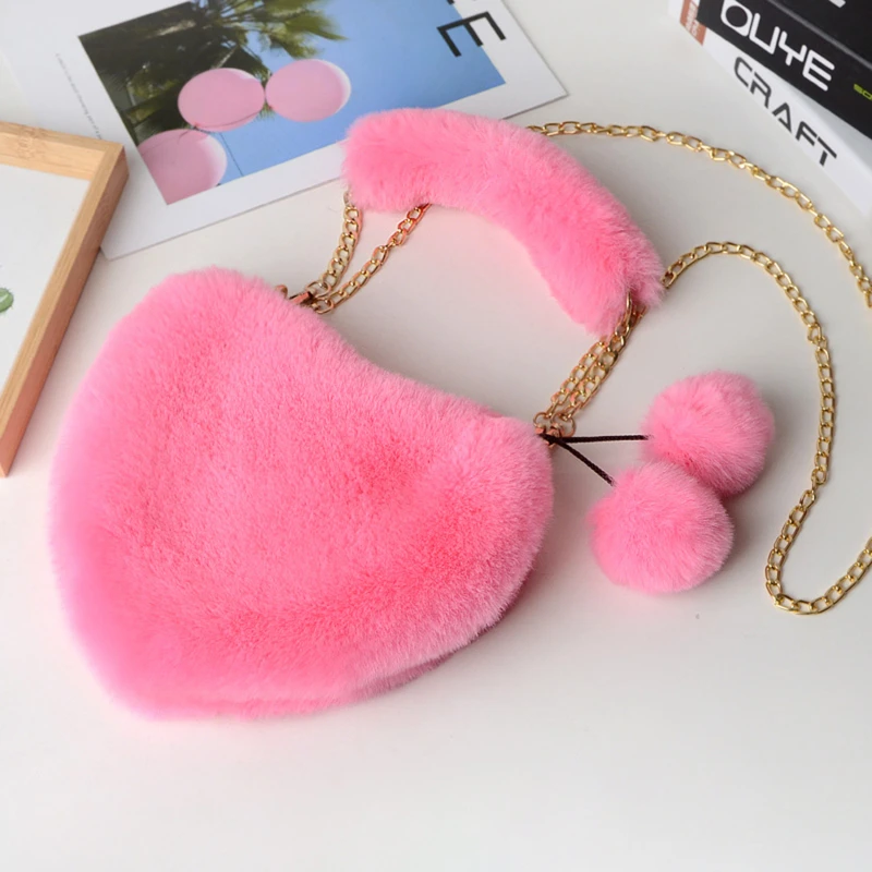 Multiple Styles Plush Heart-shaped Handbags Women Korea Handbag Diagonal Cross Handle Peach Heart Versatile Fashion Zero Wallet women wallet crossbody bag