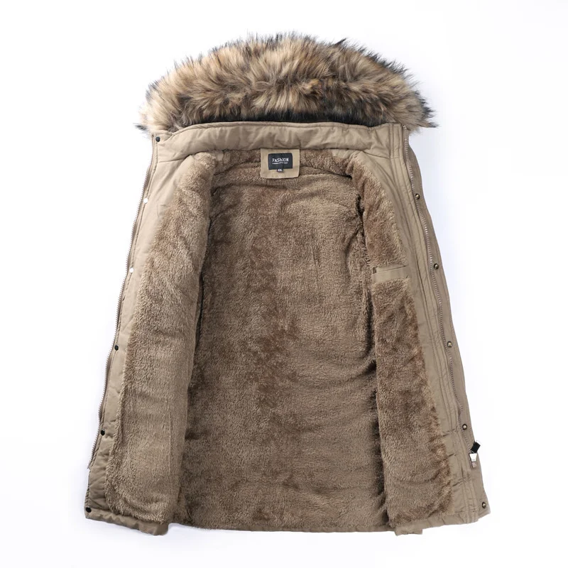

New Winter Jacket Men Parkas Coat Casual Hooded Fur Collar Windbreaker Male Wool Liner Thicken Warm Clothing