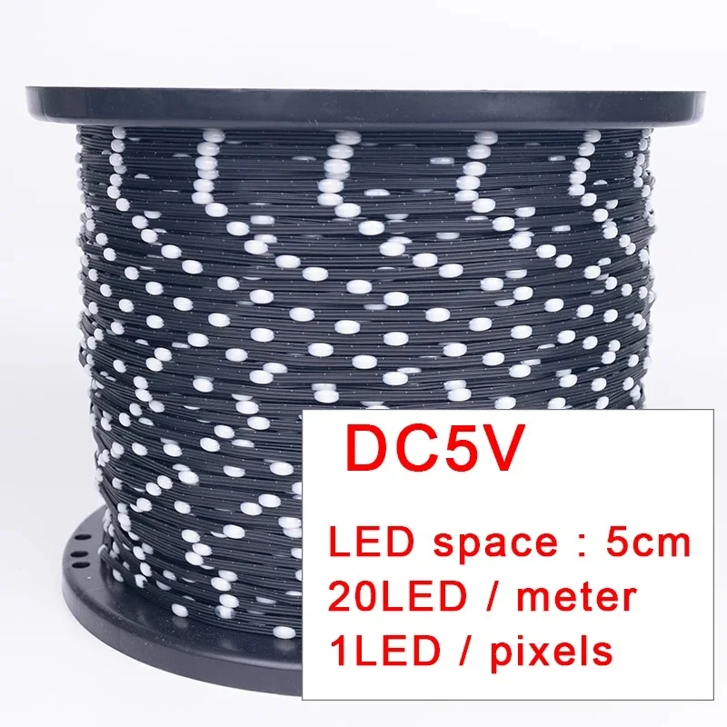 thumbnail image 1 of Tira de luces LED de colores de ensueño con cable verde y negro WS2811 RGBIC direccionable individualmente de 5 V para decorar el árbol de Navidad, 1 of 5