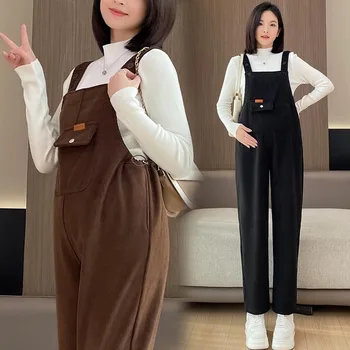 Pregnant Maternity Casual Corduroy Trousers Suspender Overalls Bib Trouser Autumn and Winter Maternity Clothing Pants Jumpsuit