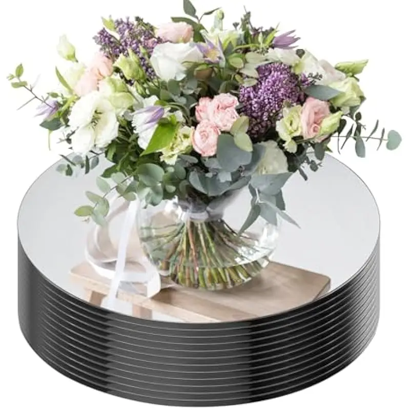 1pc Mirror Plate 3.94" Diameter 2mm Thickness Frameless Edges Candle Tray Home Event Party Wedding Table Centerpiece Decor