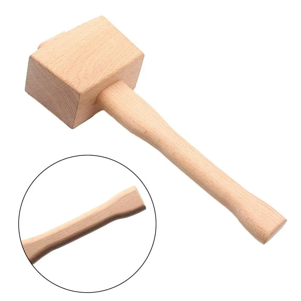 DIY Leather Beech Solid Woodworking Mallet Carpenter Woodworking Hammer Wood Head Hammer Hand Operated Tools 5