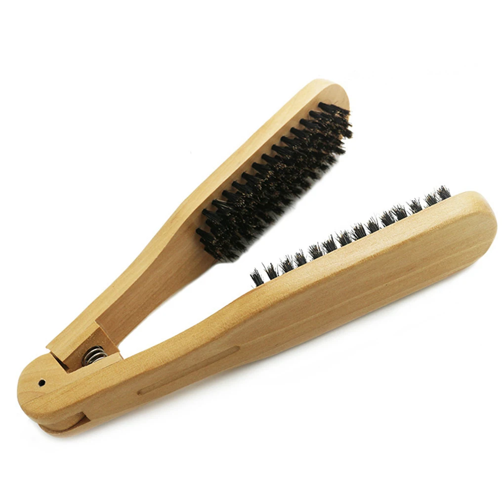 Hairdressing Straightener Nylon Hair Straightening Double Brushes V Shape Comb Clamp Not Hurt Styling Tools pro hairdressing straightener hairbrush nylon hair straightening double brushes v shape comb clamp not hurt styling tools diy