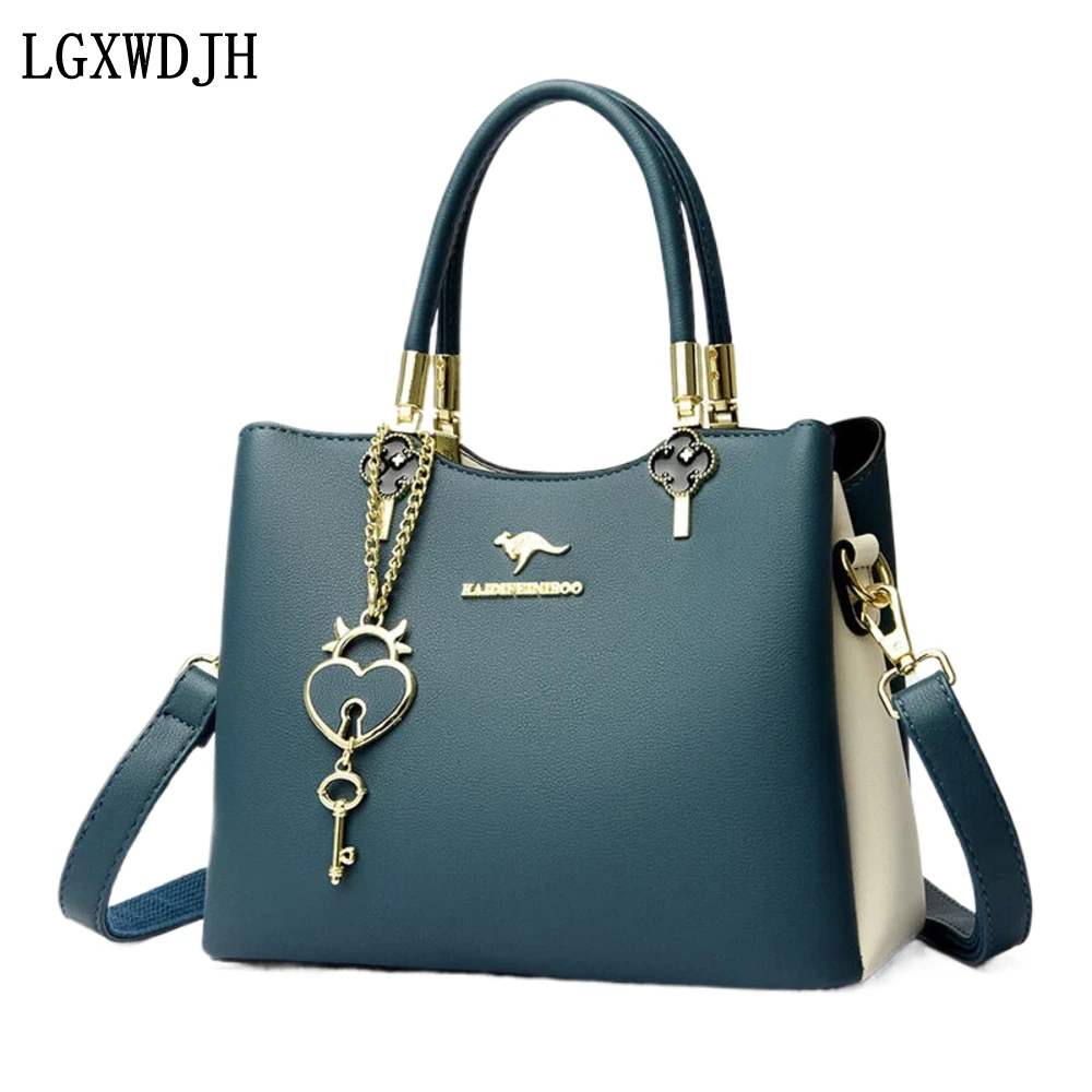 Multi-function color contrast Lady Shoulder bag  Fashion large capacity New crossbody bags for women  PU leather elegant handbag