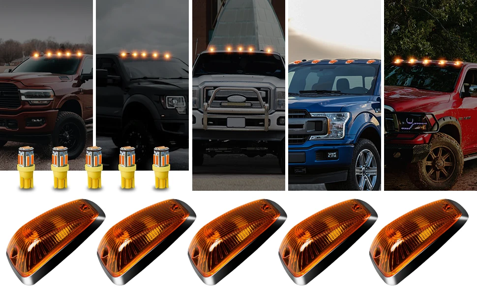 5 Stück bernsteinfarbene/weiße/geräucherte Chevy/GMC-Kabinendach-Lauflicht-Abdeckungsbasis mit T10 5050 LED-Lampen für C/K 1500 2500 3500 Pickup-Trucks – Detail 20