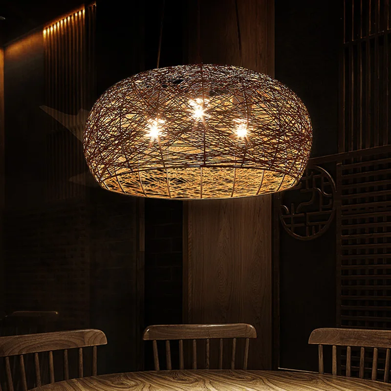 

Southeast Asian teahouse chandelier Chinese rattan creative lamp Home stay Japanese restaurant Hot pot restaurant Pendent Light