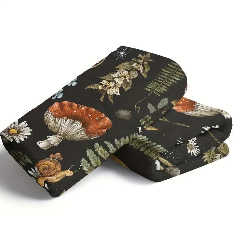 Soft Flannel Sofa Blanket TV Blanket, Soft and Warm Forest Mushroom Pattern Flannel Blanket - Great for home, travel and camping 4