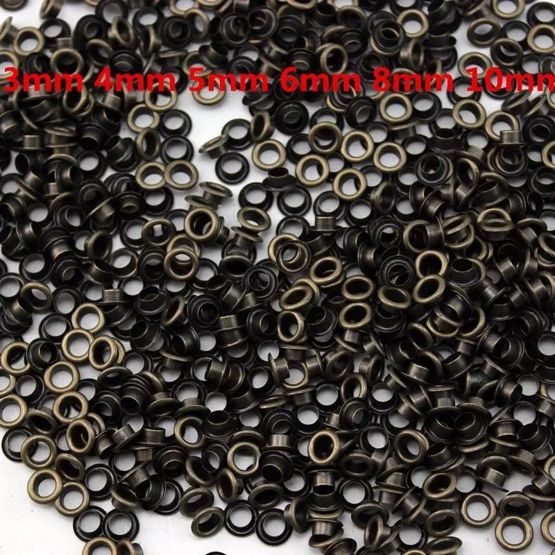Brass 100 Sets Antique Brass Bronze Metal Grommets Eyelets with Washers for Bead Cores, Clothes, Leather, Canvas