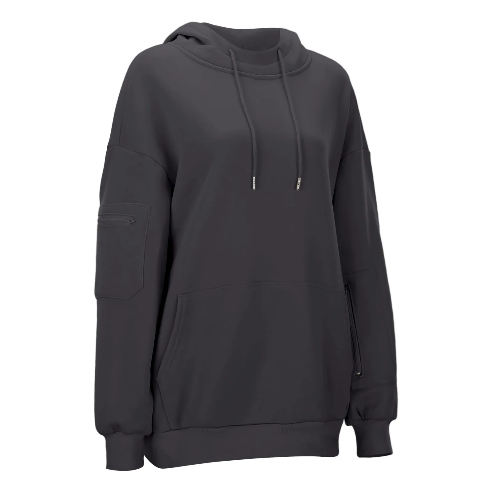Chic Hoodies With Eye Mask Solid Color Plus Size Hooded Sweatshirts Women Y2k Clothes Multi-Pockets Casual Oversize Pullover