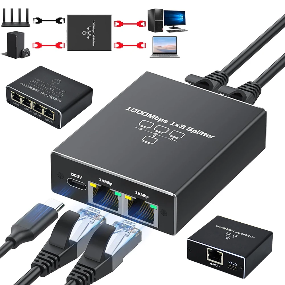 

Разветвитель RJ45 с 1 на 2/1000 Мбит/с, RJ45