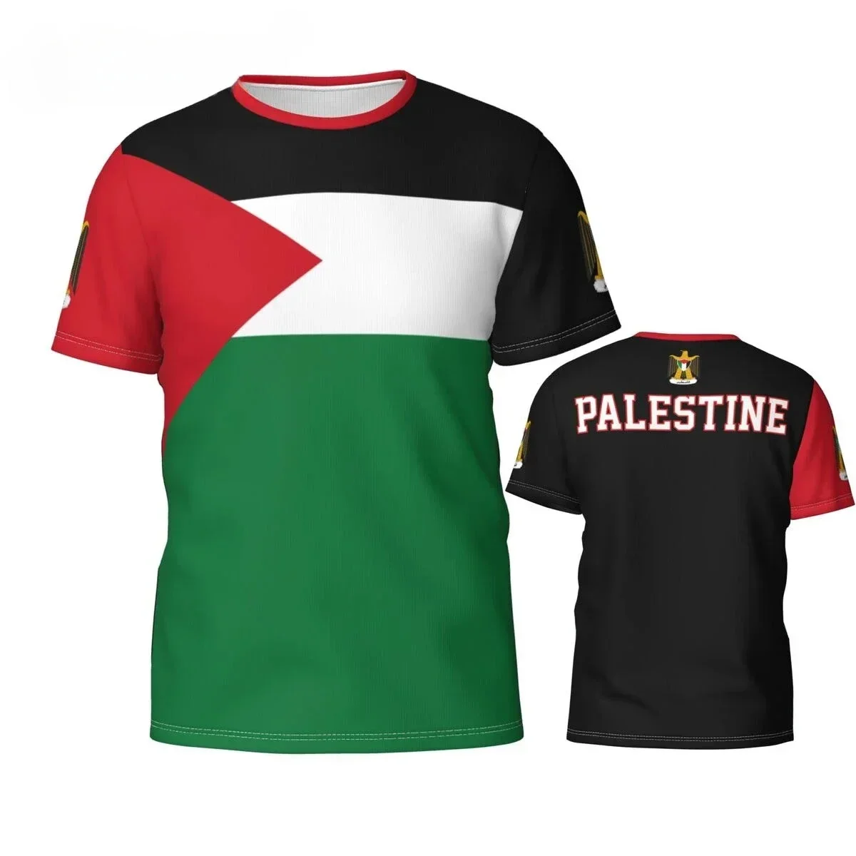 Palestinian Flag Badge 3D Printed T-shirt Summer Men Women Football Fan Gift Creative Top Clothing short sleeved t shirt,short sleeve t shirt