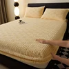 1pc Jacquard Fitted Sheet Embossed Velvet Mattress Cover Soft Winter Warmth Bedlinen European Home Mattress Protector Bed Cover 3