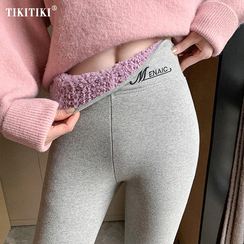 Winter Thick Warm Plush Pants High Waist Fleece Lined Thermal