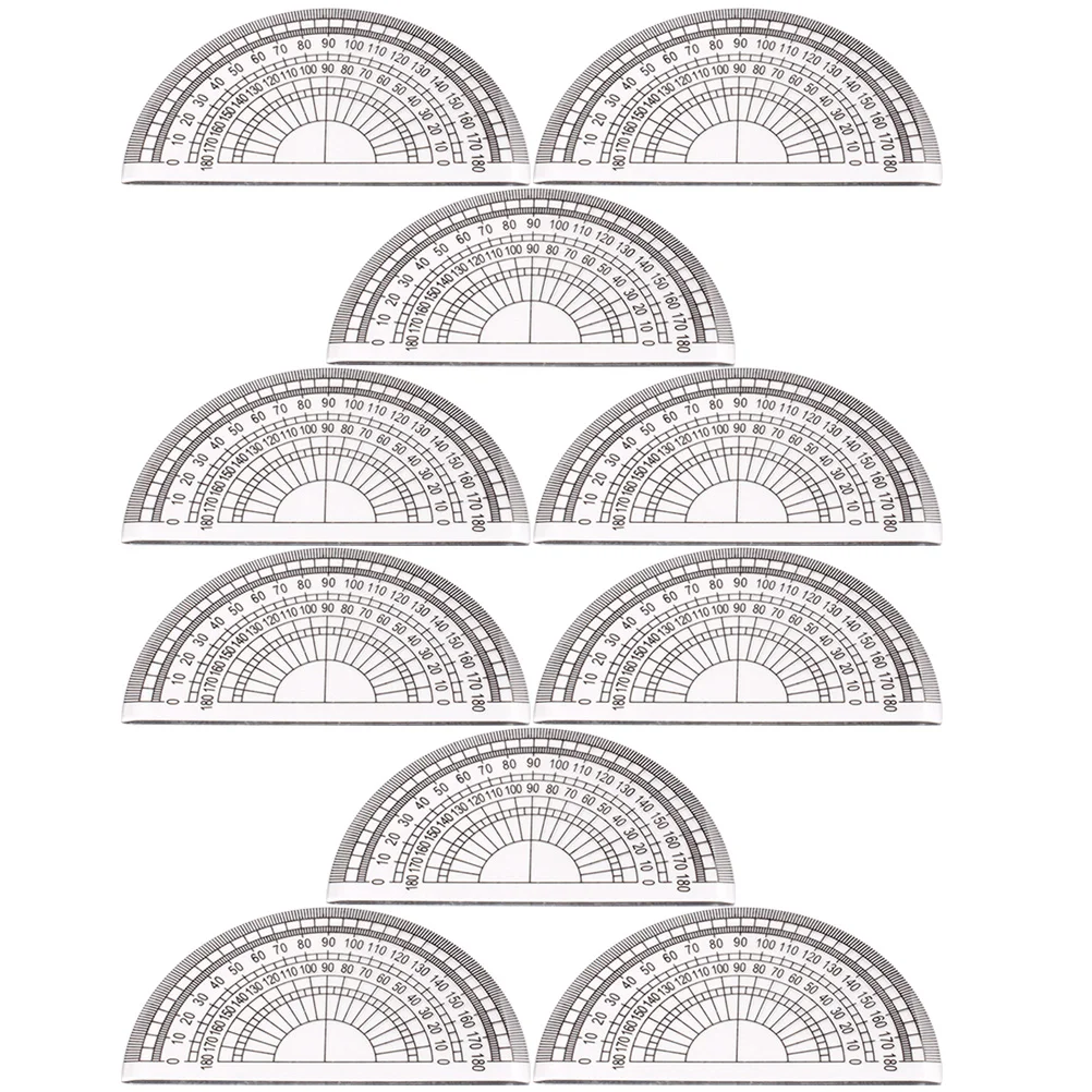 10 Pcs Protractor Protractors Stationery Clear Translucent Painting Tools Plastic for School Angle Measuring Geometry