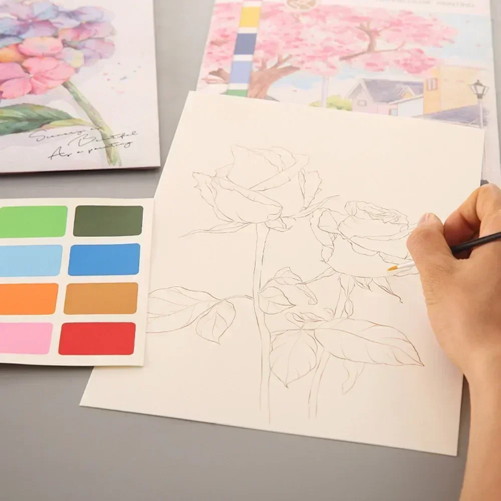 Portable Watercolor Painting Book – 4 Sheets with Brush 6