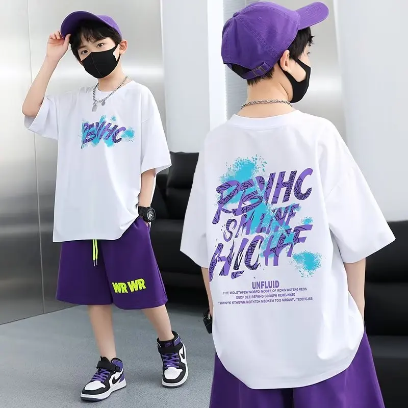 Fashion Children's T-shirt Summer Street Cartoon Print T-shirt Boys or Girls' Clothing 100% Cotton Children's Short Sleeve Tops