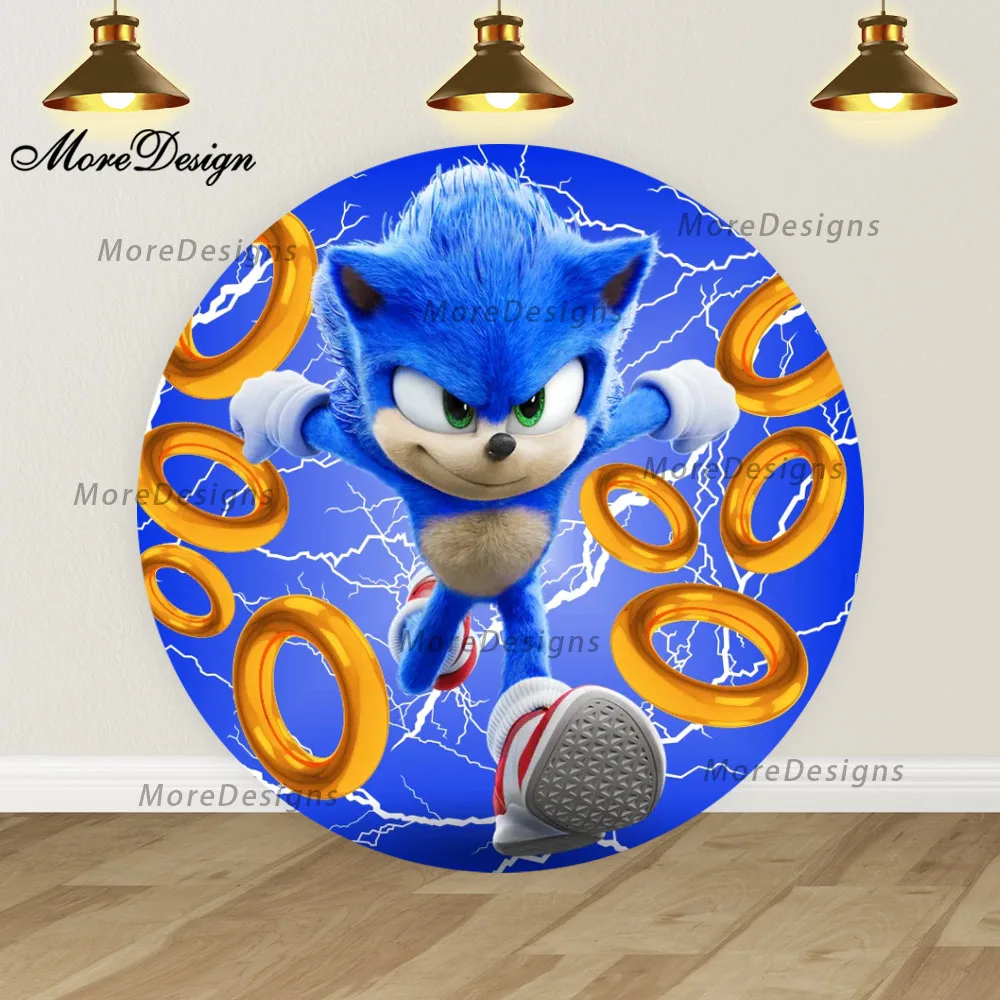thumbnail image 1 of Fondo fotográfico para niños con cubiertas redondas y cilíndricas de Lightning Sonic, decoración para fiesta de cumpleaños de niños, fondo para fotografía de baby shower, 1 of 5