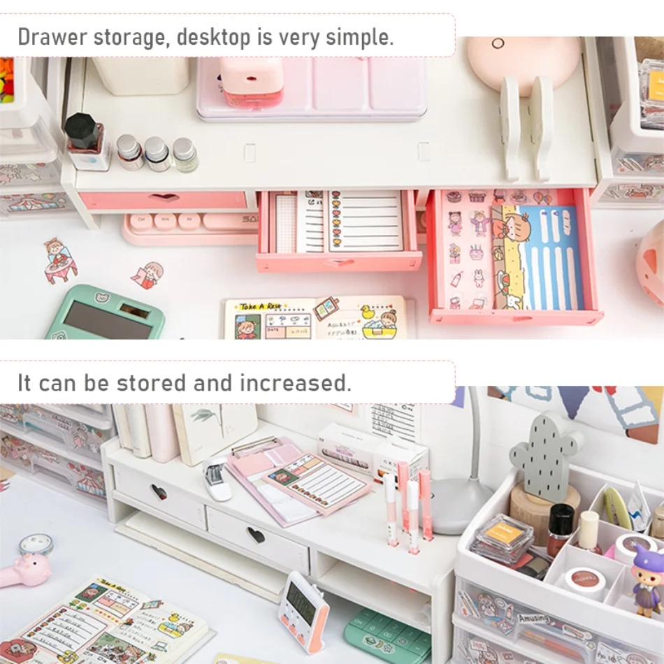 Description Picture 5 of itemComputer Stand Desk Monitor Laptop Stand Support Table Desktop Rack Multi-function Storage Rack Drawer Office Dormitory Storage