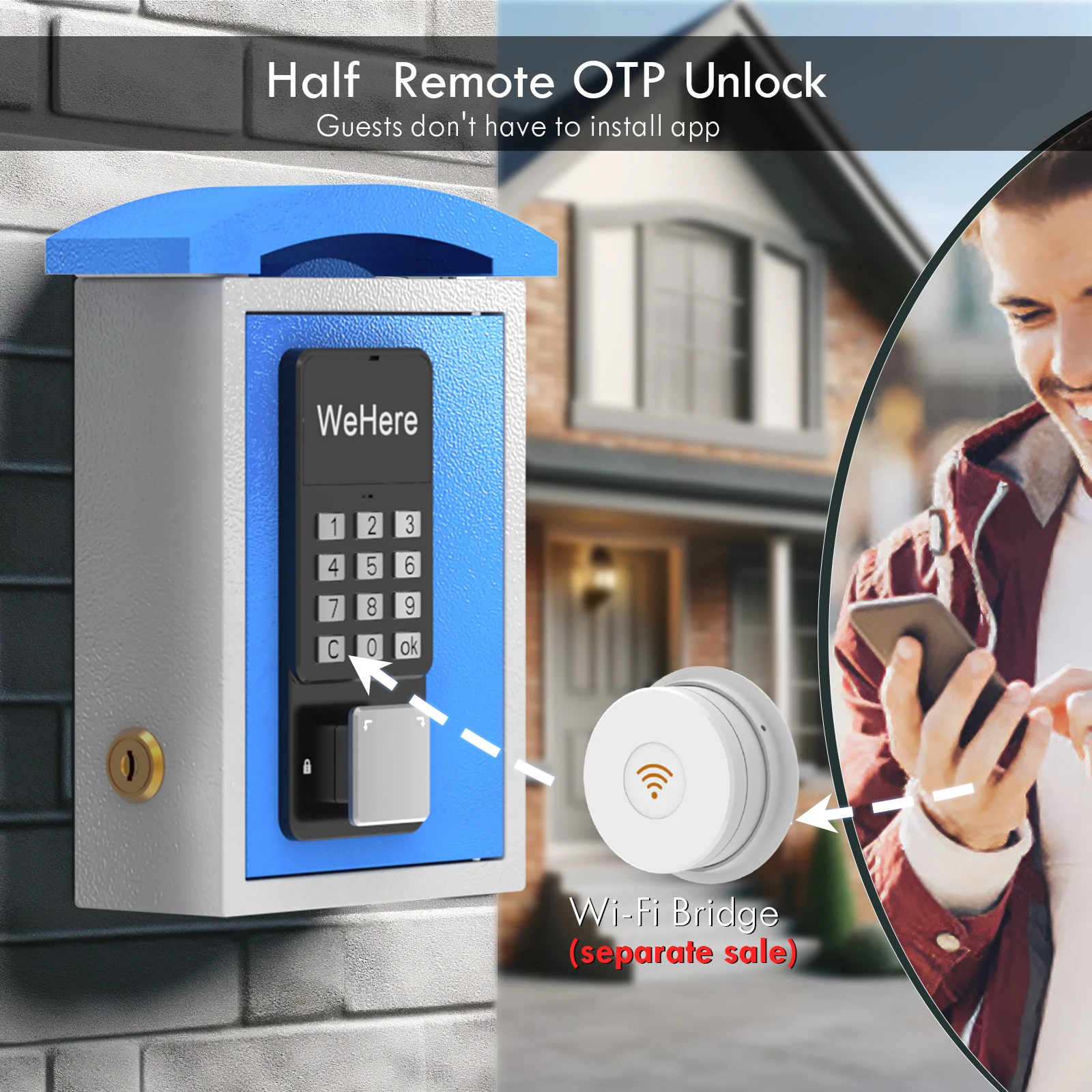 スマートキーロックボックス,壁取り付け,キースロット付き,OTP