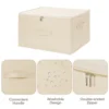 Clothes Storage Bins with Zipper Lid with Handles Foldable Lidded Cotton Linen Fabric Cube Basket Closet Organizer Container Box 2