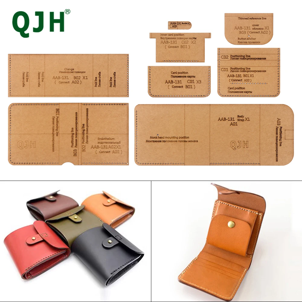 

Large Capacity Short Multi Card Case Wallet Kraft Paper Template DIY Leather Craft With Hole Template Sewing Pattern Accessories