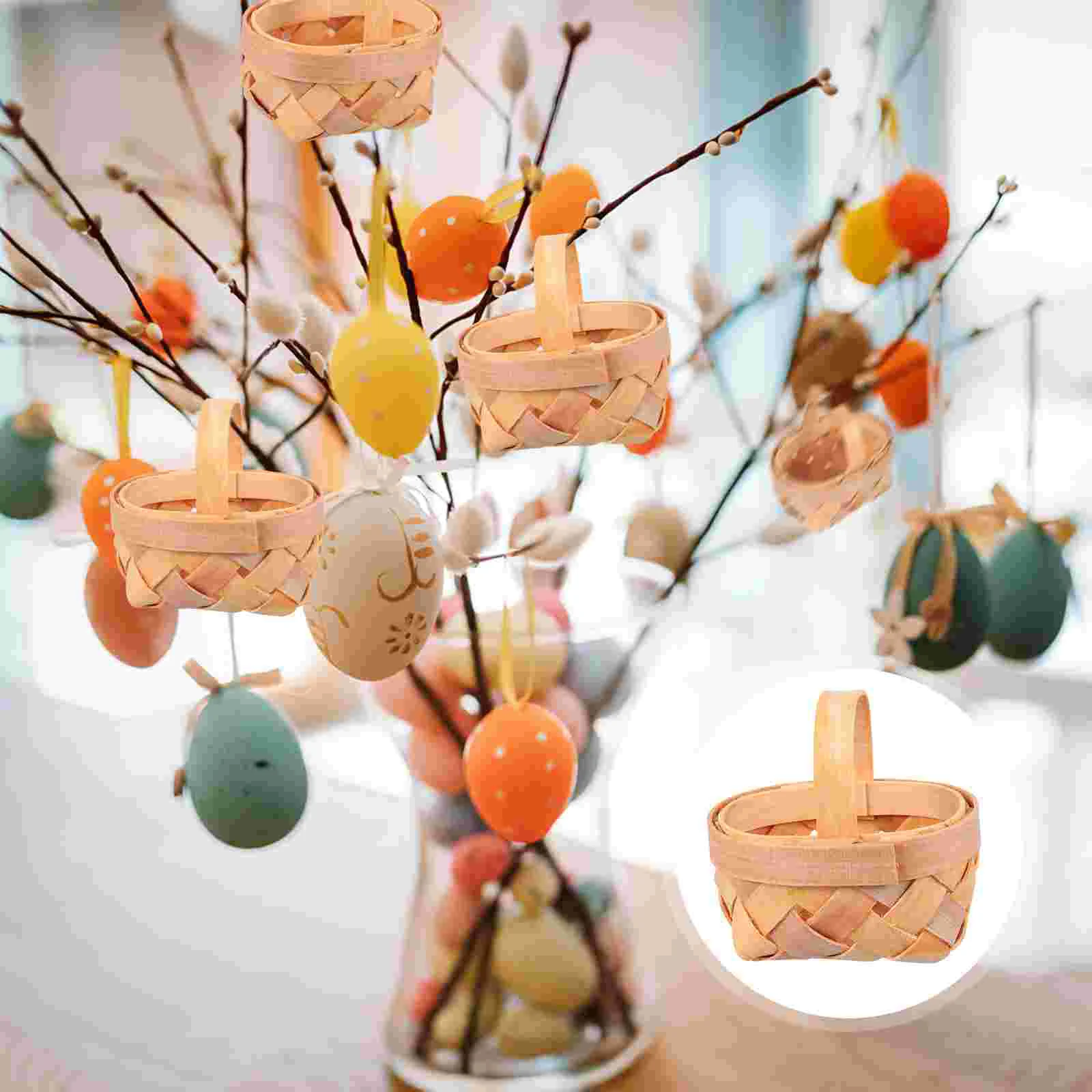 

Mini Woven Baskets Handle Wood Chip Baskets Miniature Flower Baskets Dollhouse Tiny Candy Gift Basket Farmhouse Wedding
