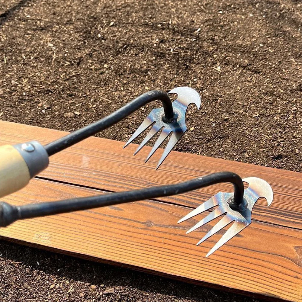 4 Tooth Grass Pot Soil Weeding Tool Manganese Steel Manual Excavator Refurbished Garden Land Herb Supplies Easily Pulled