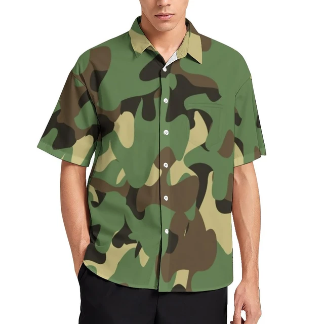 Camuflagem verde camisa grande para homens, blusas camufladas, estampa de  como exército casual, manga curta havaiana, camisa vintage personalizada,  presente de férias - AliExpress