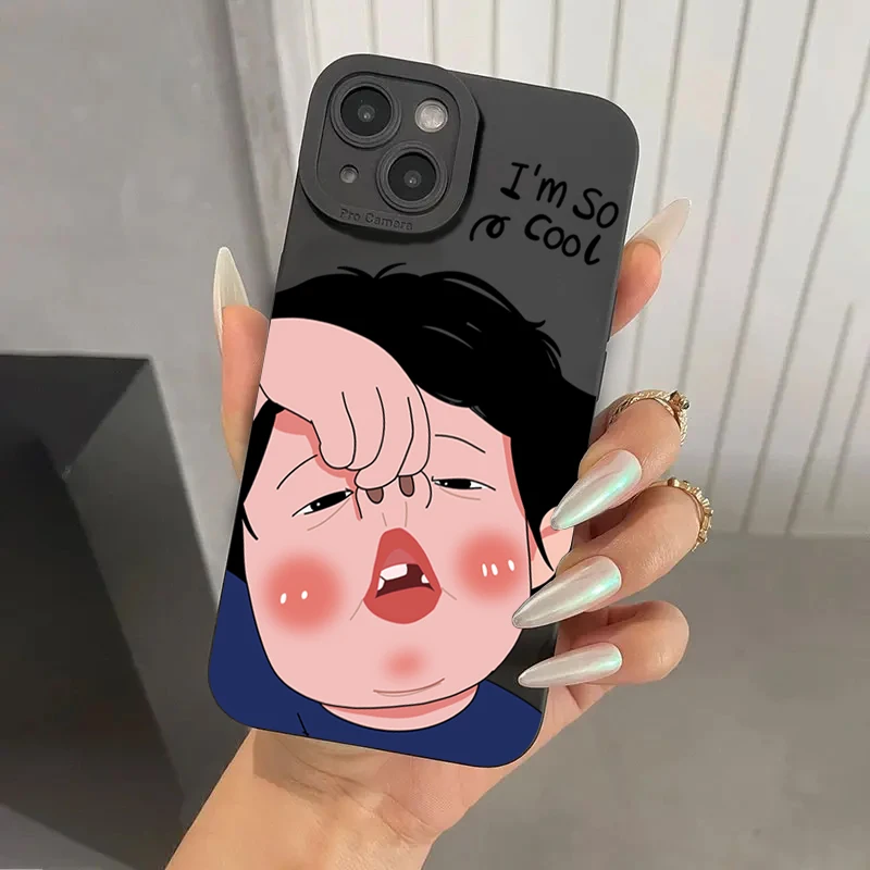 Cartoon Funny Boy Girl Couple Phone Case For iPhone 14 Pro 15 Plus 13 Pro Max 12 11 X XS XR 7 8 Plus SE 2020 Soft Silicone Cover