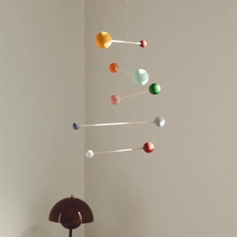 MOMO Russian Dynamic Balance Pendant Dopamine Colourful Ball Hanging Silent Wind Chime Children's Room Wooden Hanging Gift 3