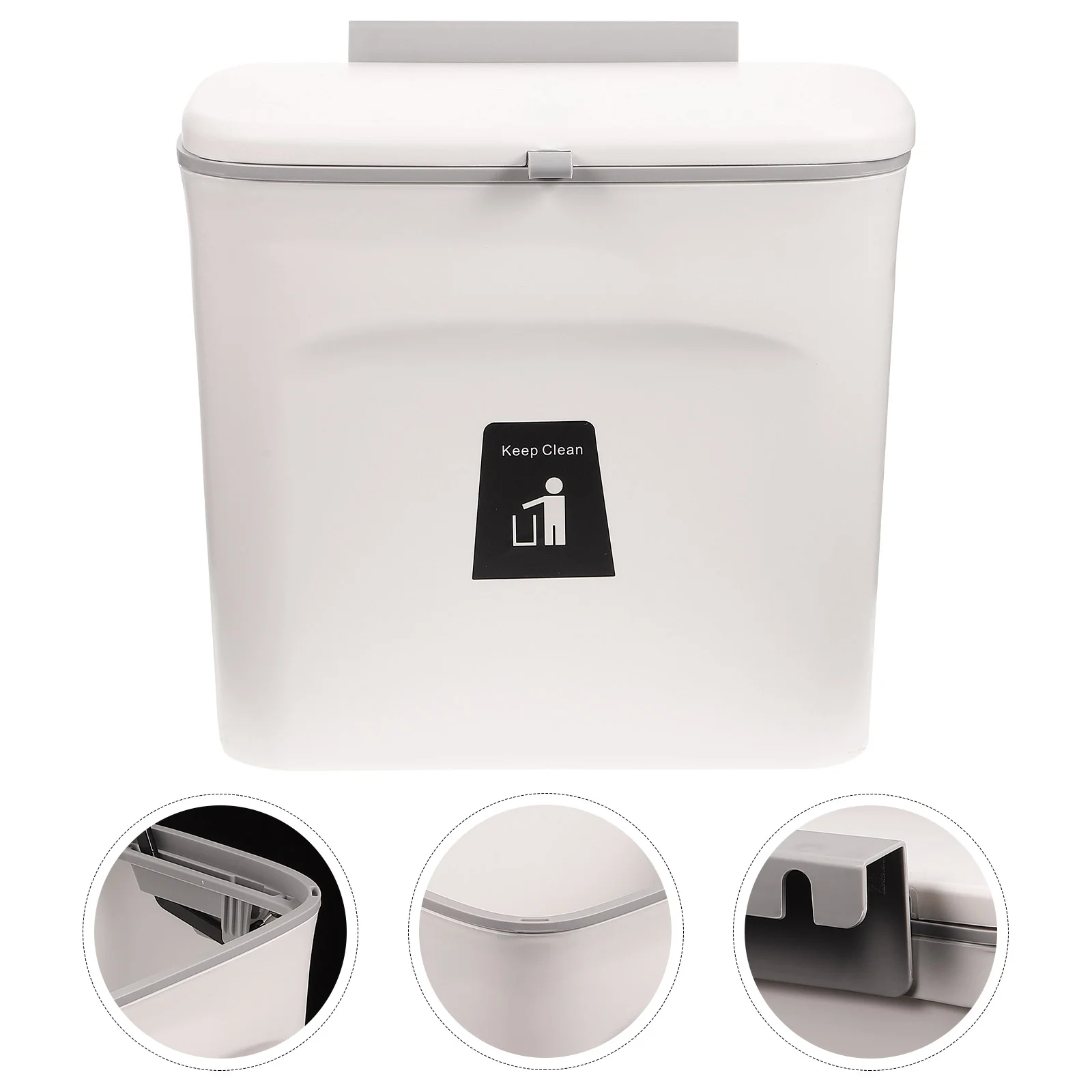 

1Pc Wall-mounted Trash Can Reusable Rubbish Bin Kitchen Waste Basket with Lid