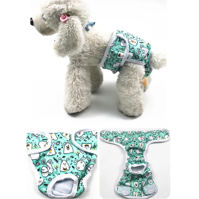 Washable Female Pet Physiology Pants Printed Anti-Nuisance Diaper Easy to Wear and Reusable Suitable for Menstruating Girl Dog For Pet Diapers Dog Diapers Dog Nappies
