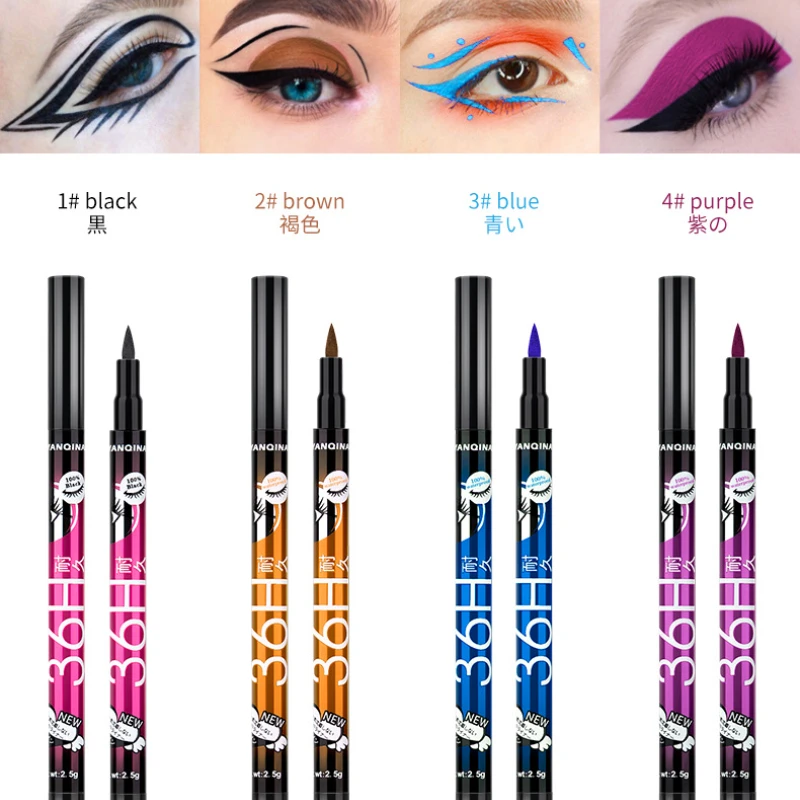 

YANQINA 4 Color Choose Eyeliner Kit Makeup Waterproof Colorful Eye Liner Pen Eyes Cosmetics Eyeliners Set Eye Makeup Wholesale