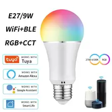 

Smart Home Graffiti WiFi+BLE Smart LED Bulb Remote Control RGB+CCT 9W E27 Voice Control Timing Control Multi-color Smart Bulb