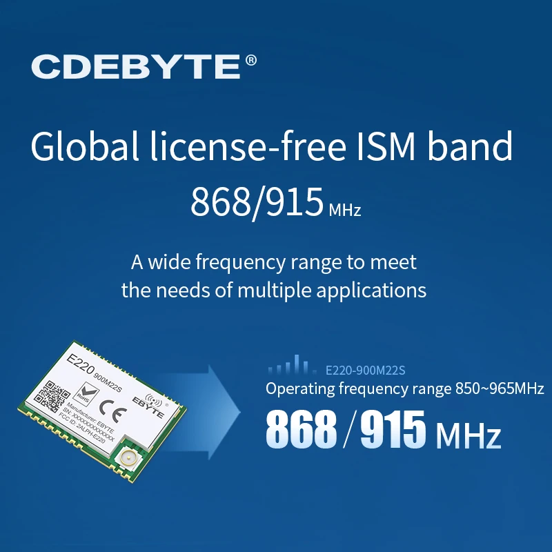 LLCC68 LoRa 무선 모듈 868Mhz 915Mhz 22dBm 6km 장거리 PA+LNA CDEBYTE E220-900M22S RF 수신기 송신기