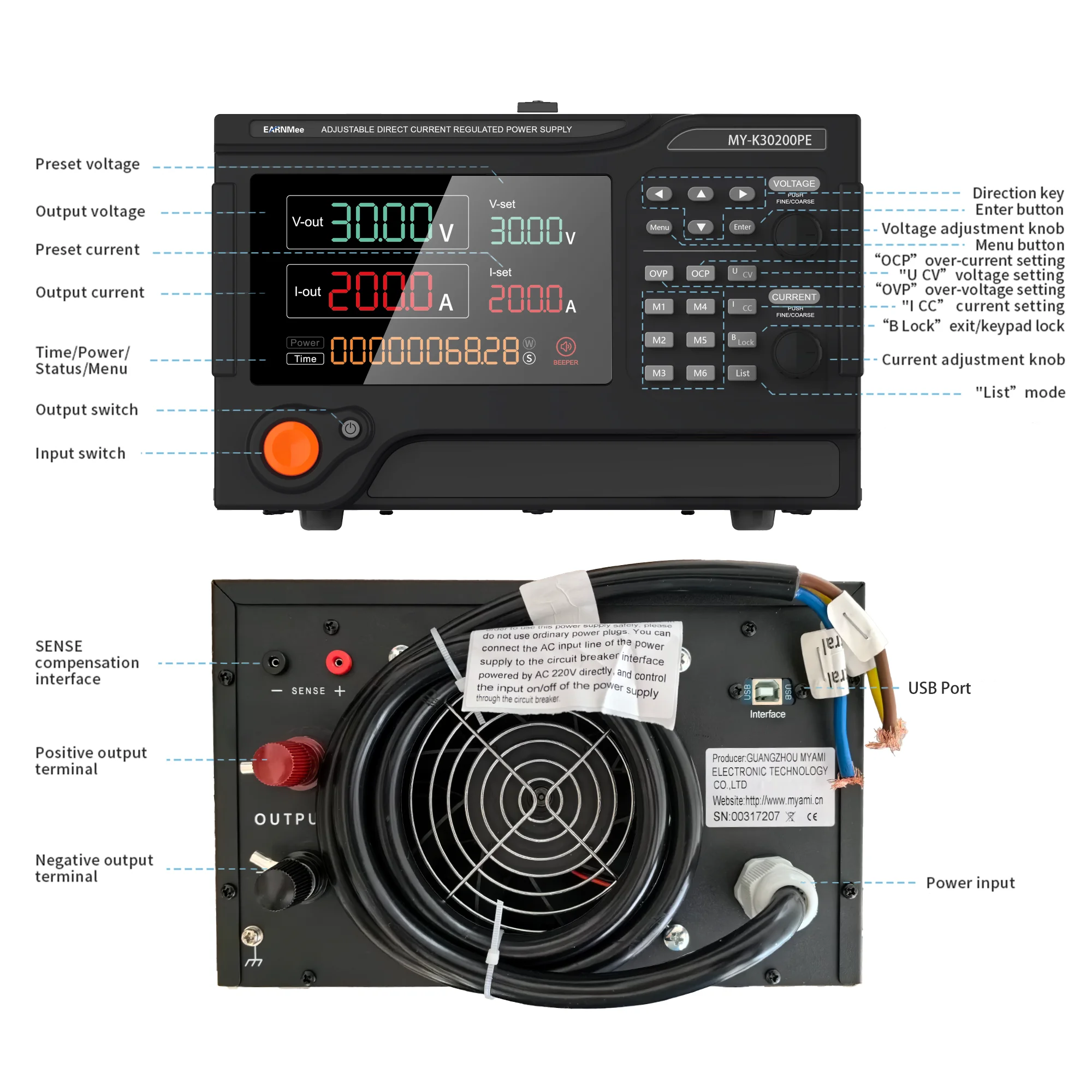 Laboratory 30V 200A Lab DC Power Supply Adjustable Variable ...