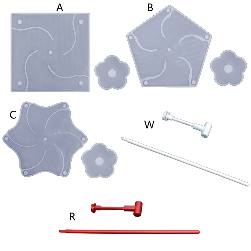 

R3MC Four-leaf Five-leaf Six-leaf Windmill Silicone Molds DIY Desktop Ornament Molds