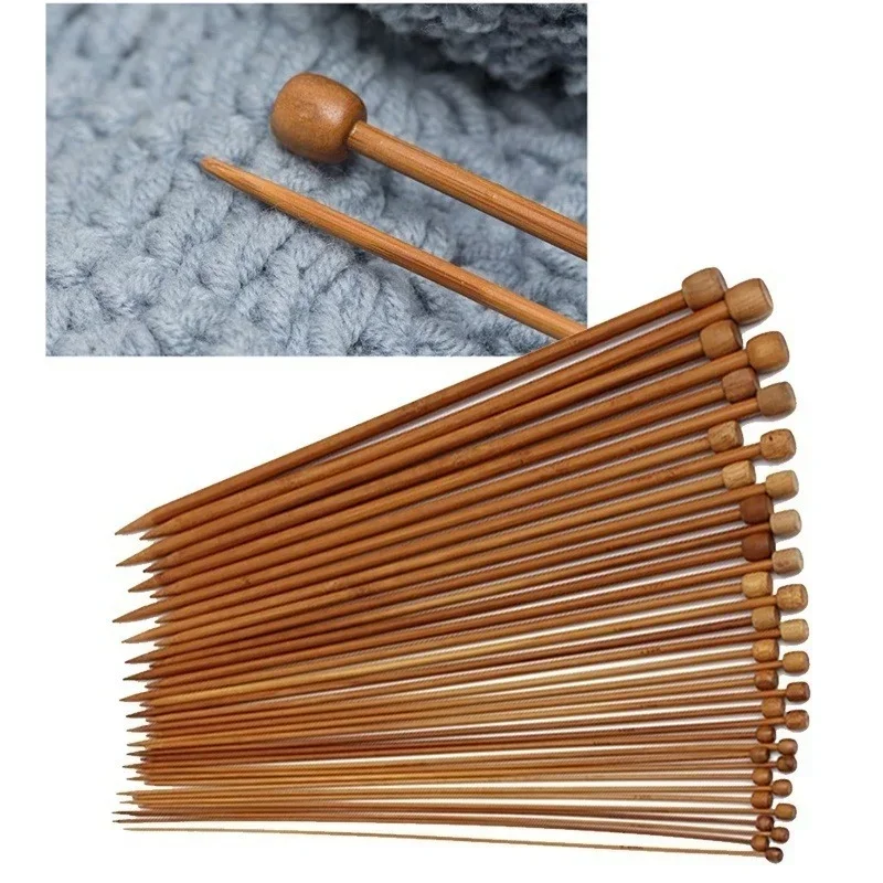 36PCS 18th Sweater Needle Carbonized Bamboo Crochet Single-pointed Knit with A Full Set of Beads