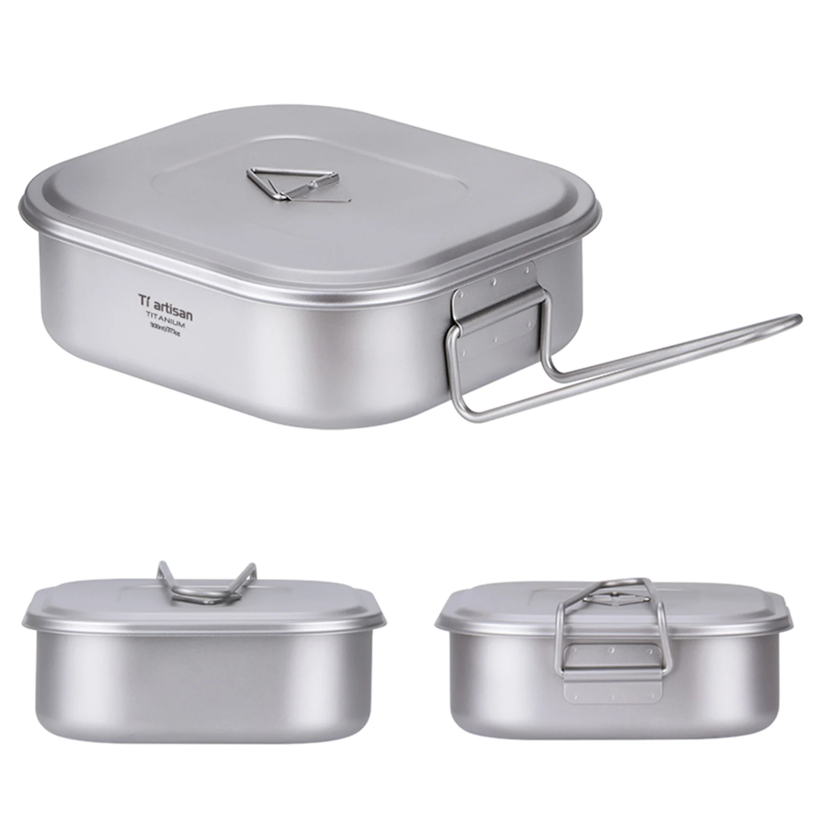 

Titanium Tableware Outdoor Lunch Box For Outdoor Handle Hiking Lunch Supplies Tableware Titanium With Foldable