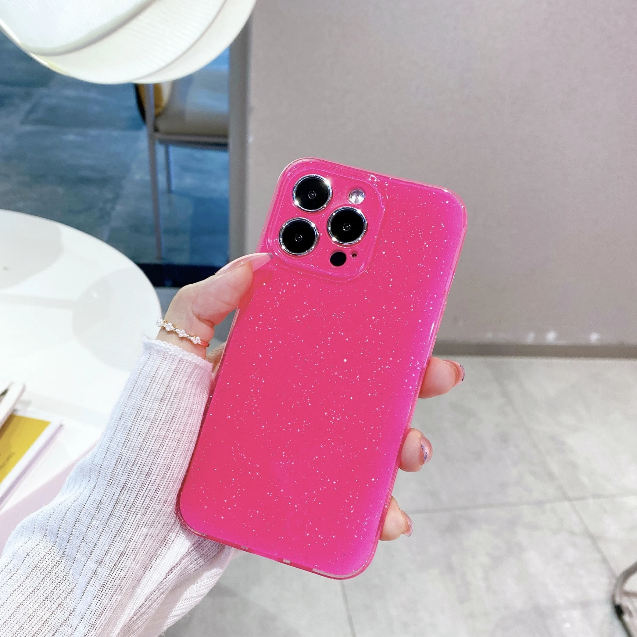 Bling Glitter Neon Color Shockproof Silicone Phone Case with Fluorescent Design