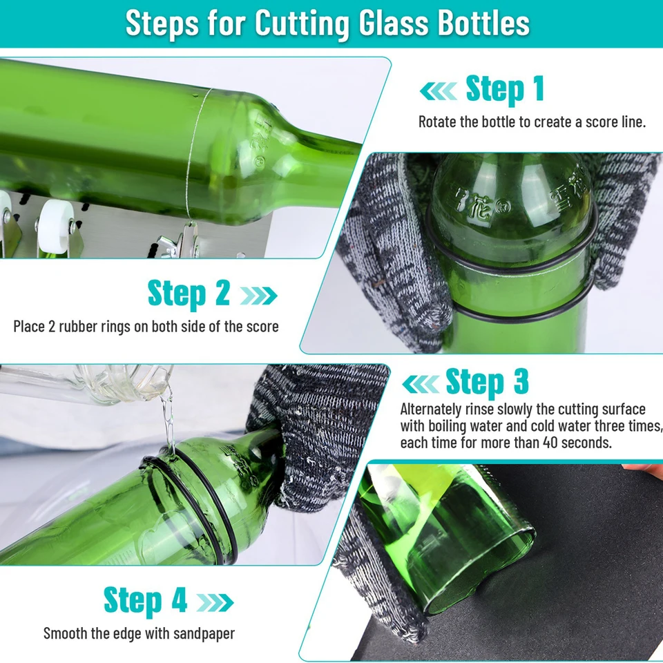 Tagliavetro Per Bottiglie - Utensile Per Tagliare Bottiglie Di Vino/Birra, Creare Bicchieri E Vasetti (Blu) - Foto 7