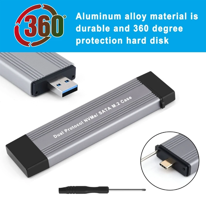 

Адаптер корпуса SSD-накопителя M.2 NVMe PCIe Алюминиевый внешний корпус USB C NVMe PCIe