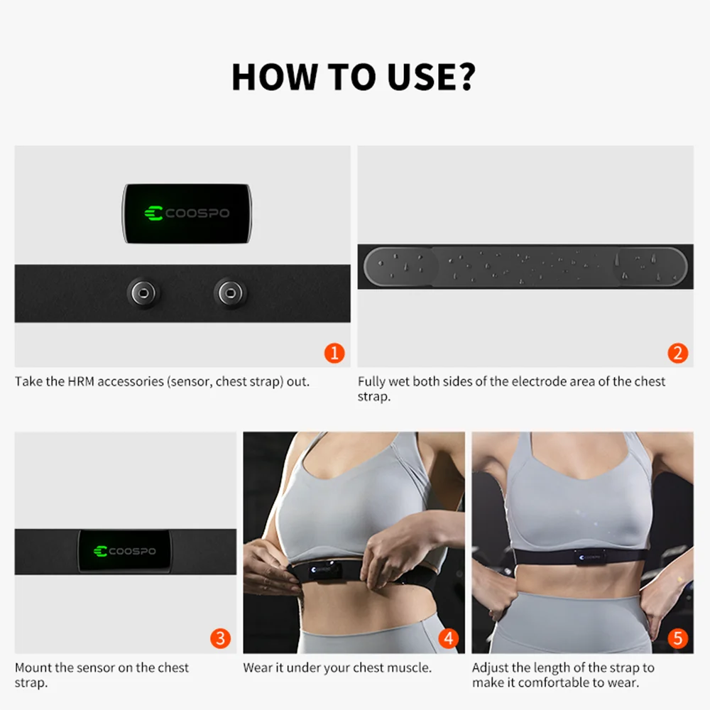 Coospo h6/h9z brust herzfrequenz monitor bluetooth 4,0 ant + hrm sensor wasserdicht für garmin wahoo bike computer – Detail 17
