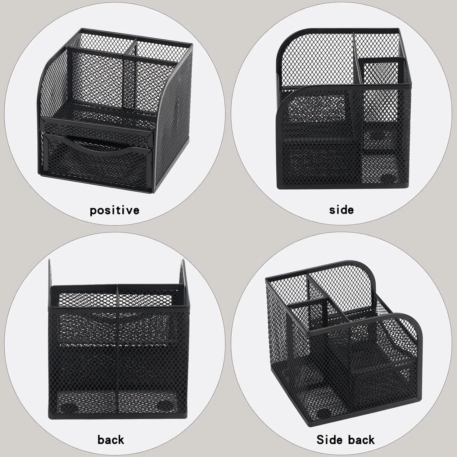2 PCS Mesh Desk Organizer Metal Pencil Pen holder Storage Office organization Home Art Supply Storage Box Multi-functional Caddy